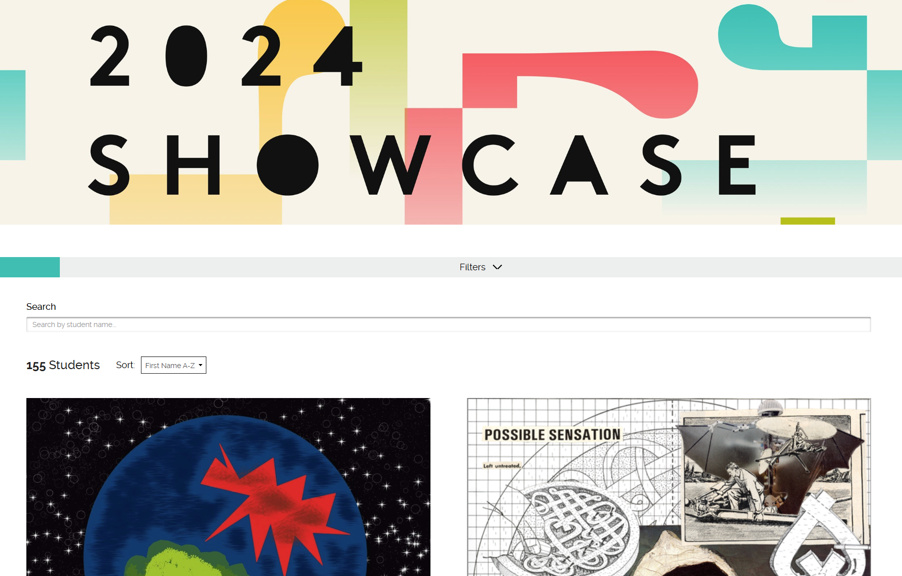 Screenshot of the 2024 CCA graduating student's showcase