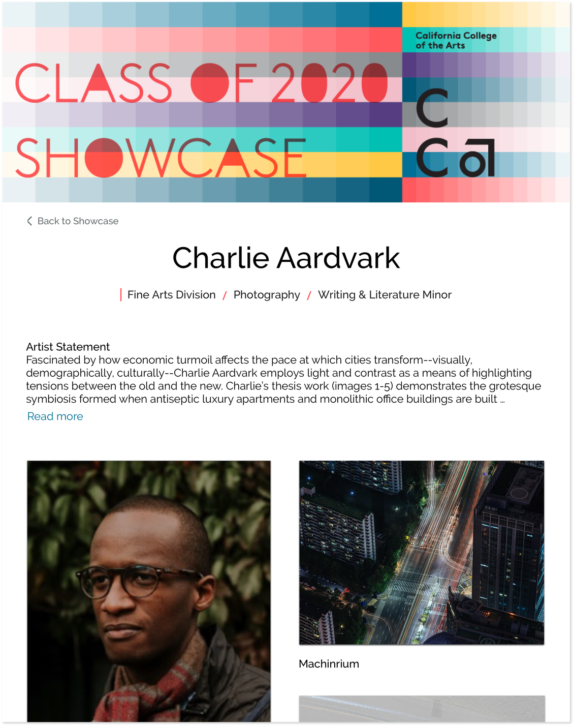 Example of student gallery from the 2020 showcase